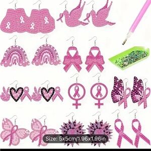 Pink Ribbon Earring Set